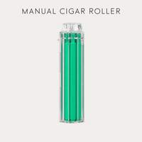 Rouleuse à cigares manuelle en plastique vert moderne, pour tabac, avec boîtier transparent à facettes et base striée, cadeau pour hommes, pour bar lounge