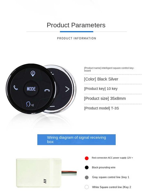 Bosstar Steering Wheel Controller Wireless Car Remote Control Car Key Button for Car Stereo Auto Radio Player