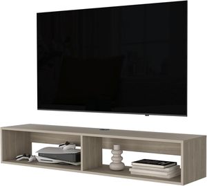 <span class=keywords><strong>Meuble</strong></span> TV flottant moderne panneau de bois étagère murale Console multimédia stockage de salon prise de courant utilisation chambre d'hôtel - Product Image 1