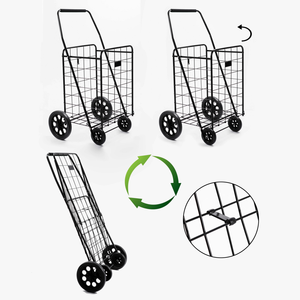 40kgs מפעל בוטיק נייד מותאם אישית מתקפל פלדה סל קניות עגלת קניות סופרמרקט עגלת קניות - Product Image 4