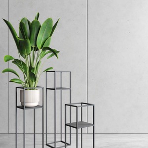 Support à plantes à 2 niveaux en acier carbone noir pour intérieur, rangement domestique - Product Image 1