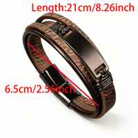 Bracelet multi-couches pour homme, barre métallique gravable, fermoir magnétique, style vintage, personnalisable, cadeau pour petit ami