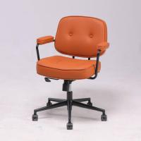 Chaise de bureau exécutive rétro vintage avec dossier capitonné, pivotante, hauteur réglable, base en acier pour usage professionnel et études