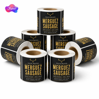 Étiquettes personnalisées pour emballages alimentaires, résistantes à l'huile, pour rouleaux de bœuf surgelés, impression de logo, étiquettes personnalisées imperméables en rouleau, étiquettes personnalisées pour saucisses