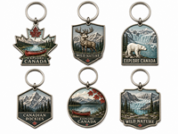 Souvenir Métallique Personnalisé OEM Usine en Alliage de Zinc Émaillé, Motif Sites Touristiques du Canada (Toronto, Vancouver, Montréal, Québec) – Durable et Gaufré