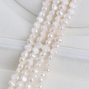 Perles baroques d'eau douce naturelles de 5-6 mm en gros, perles irrégulières à deux faces brillantes avec trous latéraux pour la fabrication de bijoux DIY - Product Image 2