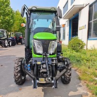 Tracteur agricole Diesel 70 CV vert 4x4 avec cabine vitrée, phares LED, robuste pour travaux agricoles