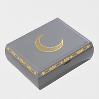 Coffret Cadeau Créatif avec Flacon de Parfum Imprimé Croissant de Lune, Boîte en Bois, Brûleur d'Encens Arabe Transfrontalier, Boîte Souvenir d'Affaires