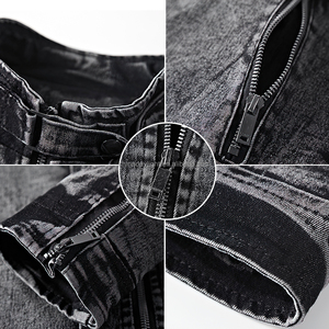 Giacca da <span class=keywords><strong>uomo</strong></span> Slim Fit Jeans Slim classico lavato <span class=keywords><strong>blu</strong></span> nero con fodera in pile - Product Image 5