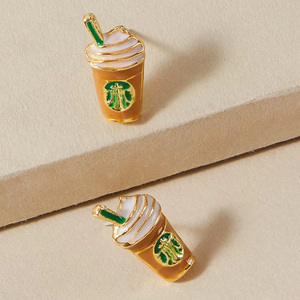 Pendientes de tuerca de esmalte con diseño de taza de café de dibujos animados, bonitos, de moda, accesorios de joyería, regalo para mujer - Product Image 6