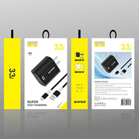Colokan AS EU 33W Pengisi Daya Cepat Ponsel QC3.0 USB Pengisi Daya Cepat Dengan Kabel Tipe C 33W Pengisi Daya Cepat Adaptor Daya USB