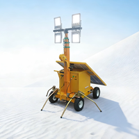 Tour d'éclairage mobile solaire 4x100W LED, élévation 6M, étanche IP65, utilisation par une seule personne pour la construction extérieure