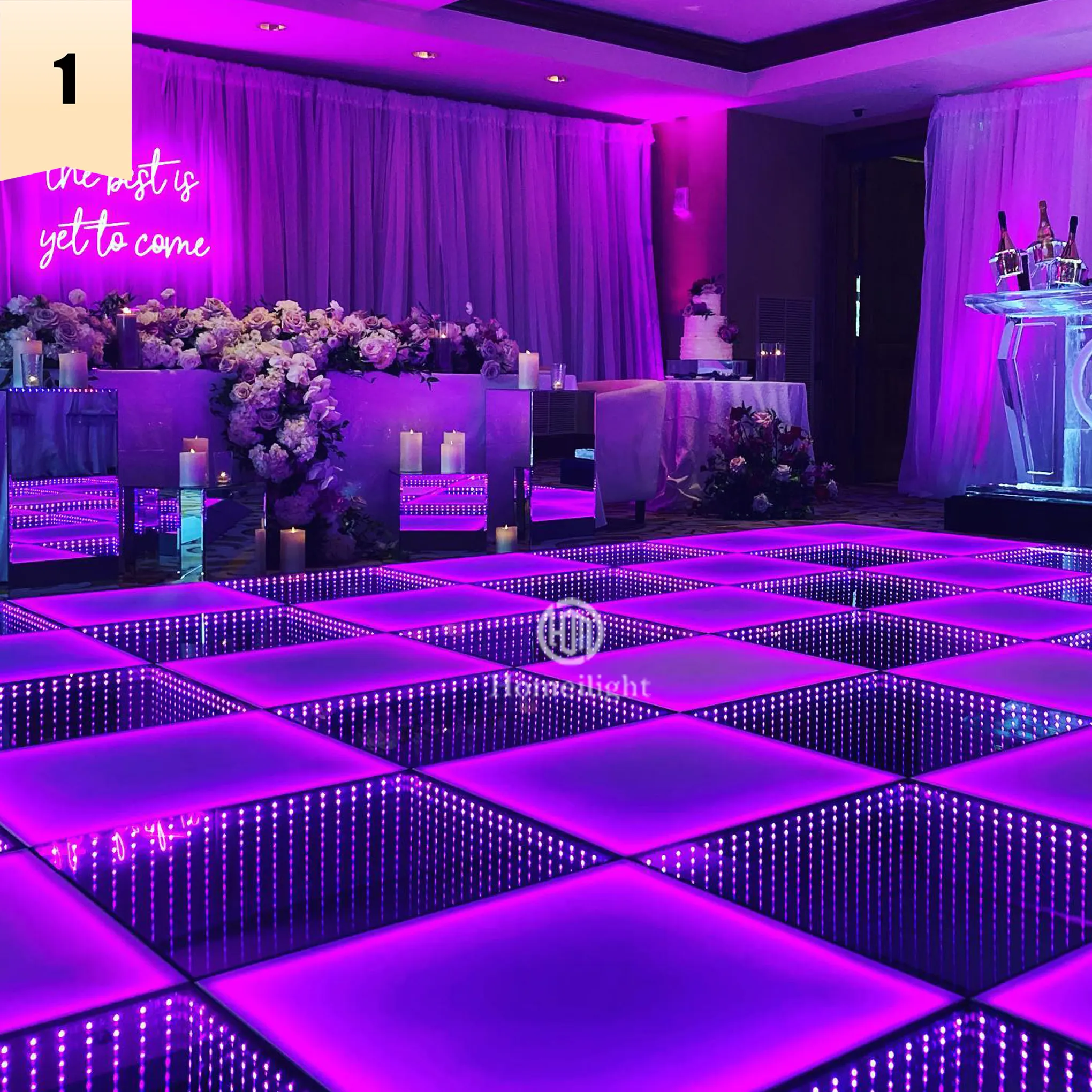 Homei Dancefloor Light Over Carpet para DJ Night Club Dancing Party LED 3D Mirror Abyss Dance Floor