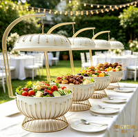 Nouveau style – Ensemble de chauffe-plats de luxe 8L en acier inoxydable blanc, noir et or avec couvercle suspendu – Réchaud de buffet pour hôtels et mariages