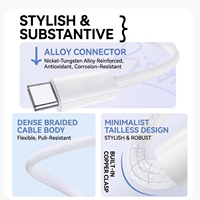 Câble USB-C vers USB-C personnalisé OEM 100W avec puce intelligente E-Marker, synchronisation des données 480 Mbps, cordon de charge rapide tressé pour ordinateur portable