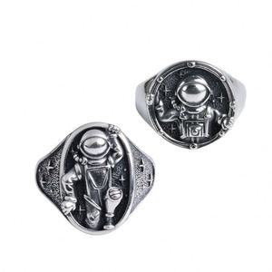 Creative <b>Silver</b> Plated Chunky Couple <b>Ring</b> for Wedding Jewelry Astronaut Robot <b>Ring</b> Valentine's Day Gift Open <b>Adjustable</b> <b>Ring</b> - Product Image 6