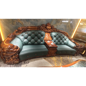 Ensemble de canapés en bois d'ébène diplomatique, bois de rose de Madagascar, grand canapé en cuir véritable, canapé quatre places, sculpture, fauteuil individuel - Product Image 2