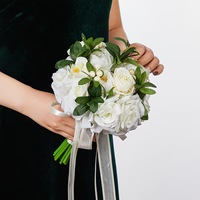Bouquet de mariée blanc de style minimaliste pour mariage, fleurs artificielles haut de gamme, accessoires photo de mariage, bouquet