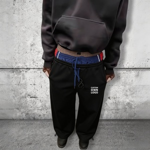<span class=keywords><strong>Pantalon</strong></span> de survêtement vierge avec logo personnalisé pour hommes, <span class=keywords><strong>pantalon</strong></span> ample à jambes larges, taille <span class=keywords><strong>double</strong></span>, <span class=keywords><strong>pantalon</strong></span> lourd 100% coton pour hommes - Product Image 1