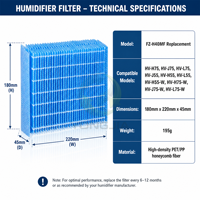 En stock, livraison rapide, filtre à mèche pour humidificateur écologique haute efficacité SuzhouYJ HV-H75 HV-J75HV-J55HV-L75HV-H55