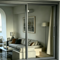 Fenêtre coulissante horizontale à double vitrage insonorisé en verre trempé, cadre en alliage d'aluminium ultra-fin, tailles et couleurs personnalisées, cuisine