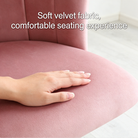 Chaise de coiffeuse confortable avec dossier enveloppant en tissu velours et coutures verticales, pieds blancs, vérin à gaz, pour chambre à coucher