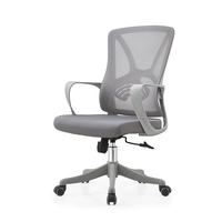 Chaise de bureau ergonomique en maille grise, grande taille, dossier moyen, confortable, pour personnel, moderne, pour bureau, école, hôpital