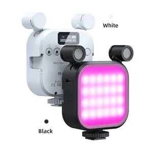 Nouveau produit d'automne publié 2 en 1 Microphone lumière micro-lumière Selfie Portable Mini éclairage rvb bicolore