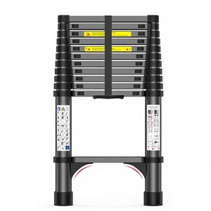 Escalera telescópica de aluminio de alta resistencia de 12.5 pies, capacidad de 330 lb, peldaños antideslizantes, acceso seguro al ático, renovación del techo del hogar - Product Image 1