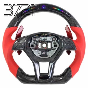 Volant de course en fibre de carbone avec palettes de changement de vitesse, 3 branches, écran LED pour Mercedes Benz W204 W212 CLA GLA 45 C63 - Product Image 1