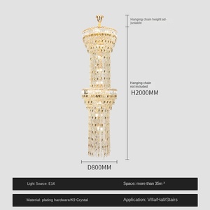 โคมไฟระย้า LED สไตล์คลาสสิกร่วมสมัย สำหรับตกแต่งล็อบบี้โรงแรมหรู วิลล่า ห้องจัดเลี้ยง ทำจากอะคริลิก สำหรับบ้านและสำนักงาน มาตรฐานกันน้ำ IP33 - Product Image 2