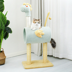Cartoon Cat Tree 2 Levels Sisal Scratching Post Indoor Cat Bed With Tree Hole Privacy - Product Image 2