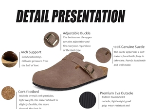 Zuecos de Cuero Genuino para Mujer, los Más Vendidos en Europa en 2025, con Forro de Piel de Vaca, Suela de Corcho, Soporte de Arco, Estilo <span class=keywords><strong>Birkenstock</strong></span>, Personalizables - Product Image 4