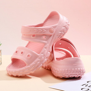 Pantoufles à semelles épaisses pour femmes, couleur unie noire, fermeture à boucle, chaussures de plage d'extérieur, confortables, résistantes à l'usure, chaussures d'eau - Product Image 2