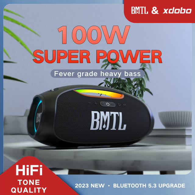 Xdobo BMTL 100W RGB LED Waterproof Wireless for Subwoofer Speaker with Long Battery Life Portable for Computer Use