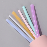 Vente en gros, gobelet pliable réutilisable sans BPA, tasse en Silicone, biberon, paille en Silicone avec étui et brosse