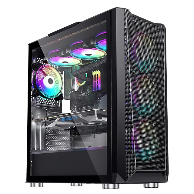 Boitier pour ordinateur gamer en métal, tour de pc pour carte mère atx avec dissipation thermique, processeur rgb