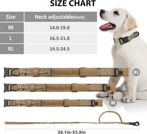 Ensemble de laisse tactique d'extérieur avec poignée réglable, boucle en aluminium, collier de chien robuste et tendance pour chiot, moyen et grand, marron - Product Image 4