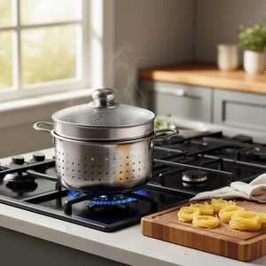 Spaghetti Pot With Glass Lid 6.5 L 24 Cm Stainless Steel 3 Piece <b>Set</b> - Product Image 3