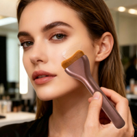 Pinceau de maquillage le plus vendu : Pinceau correcteur en forme de langue à tête plate non absorbante, en poils synthétiques