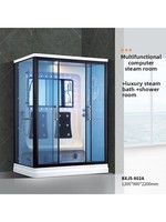 Cabine de douche coulissante tout-en-un de luxe avec hammam, cloison de séparation sec-humide rectangulaire en verre pour massage, idéale pour la maison et l'hôtel