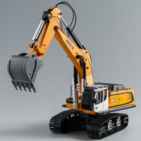 Huina 1599 Excavadora RC de Ingeniería en Plástico, Escala 1:14, 12 Canales + Alcance de 25m, Juguete Eléctrico con Control Remoto para Adultos, Interior/Exterior