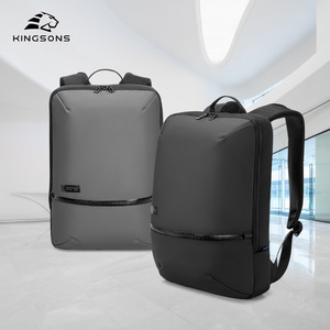 Kingsons Business <b>Backpack</b> For Men Lightweight Laptop Bag Large Capacity Casual Travel <b>Backpack</b> Solid Color <b>Black</b> And Gray - Product Image 1