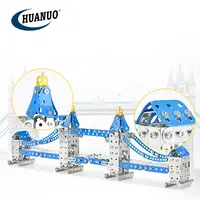 588 Buah Puzzle Pendidikan DIY, Puzzle Menara Jembatan Model Teka-teki Logam 3D