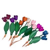 Nouveau Pendentif Tulipe Délicat Style Instagram, Porte-clés de Sac Fleur Romantique et Douce, Accessoire de Charme Unique et Élégant en Cuir Véritable
