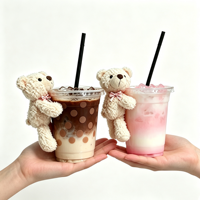 Meilleures ventes : Décoration de tasse à café unisexe en forme d'ours en peluche super doux, rembourré de coton PP, avec logo personnalisé, faible MOQ