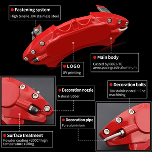 Cubiertas <span class=keywords><strong>de</strong></span> Caliper <span class=keywords><strong>de</strong></span> <span class=keywords><strong>Freno</strong></span> <span class=keywords><strong>de</strong></span> Aluminio Personalizadas al por Mayor para Dodge Charger Challenger Chrysler 300 2011 a 2023 Delanteras <span class=keywords><strong>de</strong></span> 2 Pistones <span class=keywords><strong>Rojas</strong></span> - Product Image 3