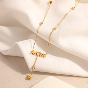 Collar con Colgante de Corazón para Mamá, Chapado en Oro de 18k, Cadena en Y, para Uso Diario, Regalo - Product Image 4