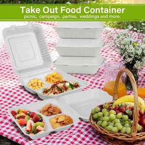 Custom Food Corn Starch Disposable Biodegradable Plastic Clamshell Hinged Box with Lid Microwaveable <b>Takeaway</b> Meal Packaging - Product Image 2