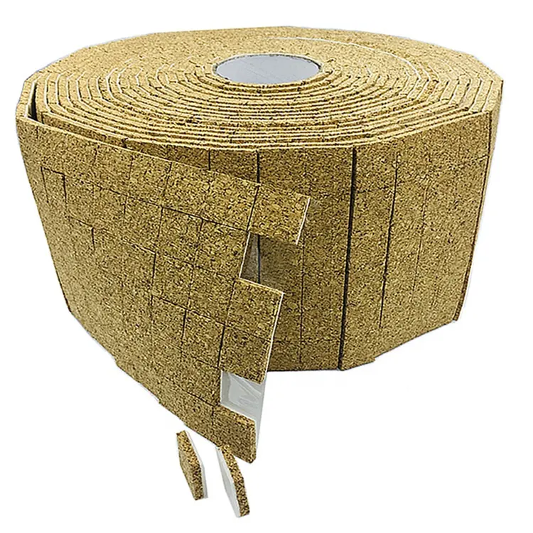 Self-adhesive Square Cork Spacers Pads For Glass Protecting 15*15*3mm Cork + 1mm Cling Foam On Rolls